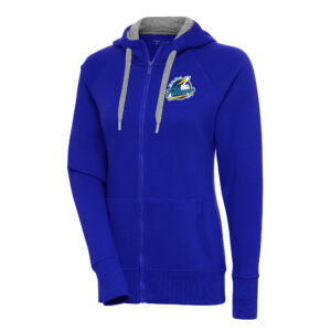 Women's Antigua  Royal Myrtle Beach Pelicans Victory Full-Zip Hoodie