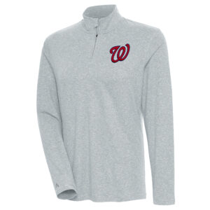 Women's Antigua  Heather Gray Washington Nationals Confront Quarter-Zip Pullover Top
