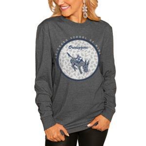 Women's Gameday Couture  Charcoal Colorado School of Mines Orediggers Circle Graphic Fitted Long Sleeve T-Shirt