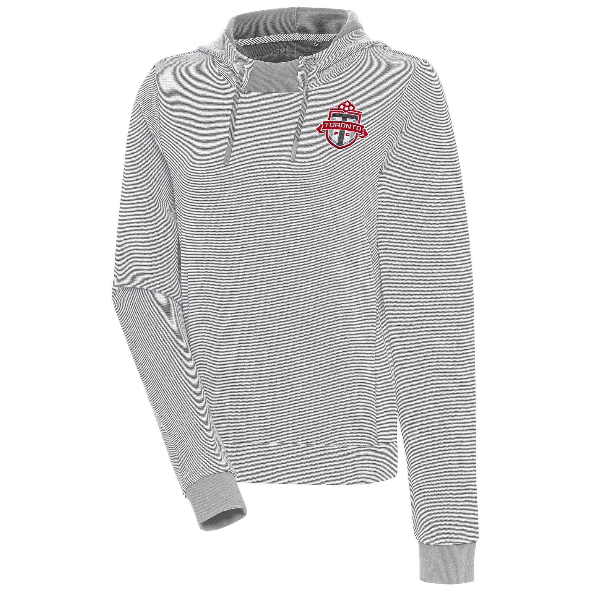 Women's Antigua Gray Toronto FC Axe Bunker Tri-Blend Pullover Hoodie