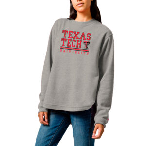 Women's League Collegiate Wear  Heather Gray Texas Tech Red Raiders Victory Springs Tri-Blend Fleece Pullover Sweatshirt
