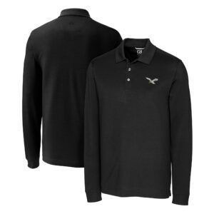Men's Cutter & Buck  Black Philadelphia Eagles Gridiron Classics Big & Tall Advantage Tri-Blend Pique Long Sleeve DryTec Polo