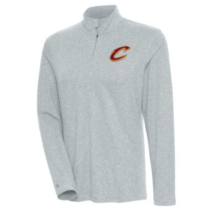Women's Antigua  Heather Gray Cleveland Cavaliers Confront Quarter-Zip Pullover Top