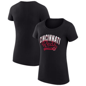 Women's G-III 4Her by Carl Banks  Black Cincinnati Reds Filigree Team Fitted T-Shirt