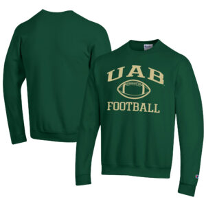 Men's Champion  Green UAB Blazers Football Powerblend Pullover Sweatshirt