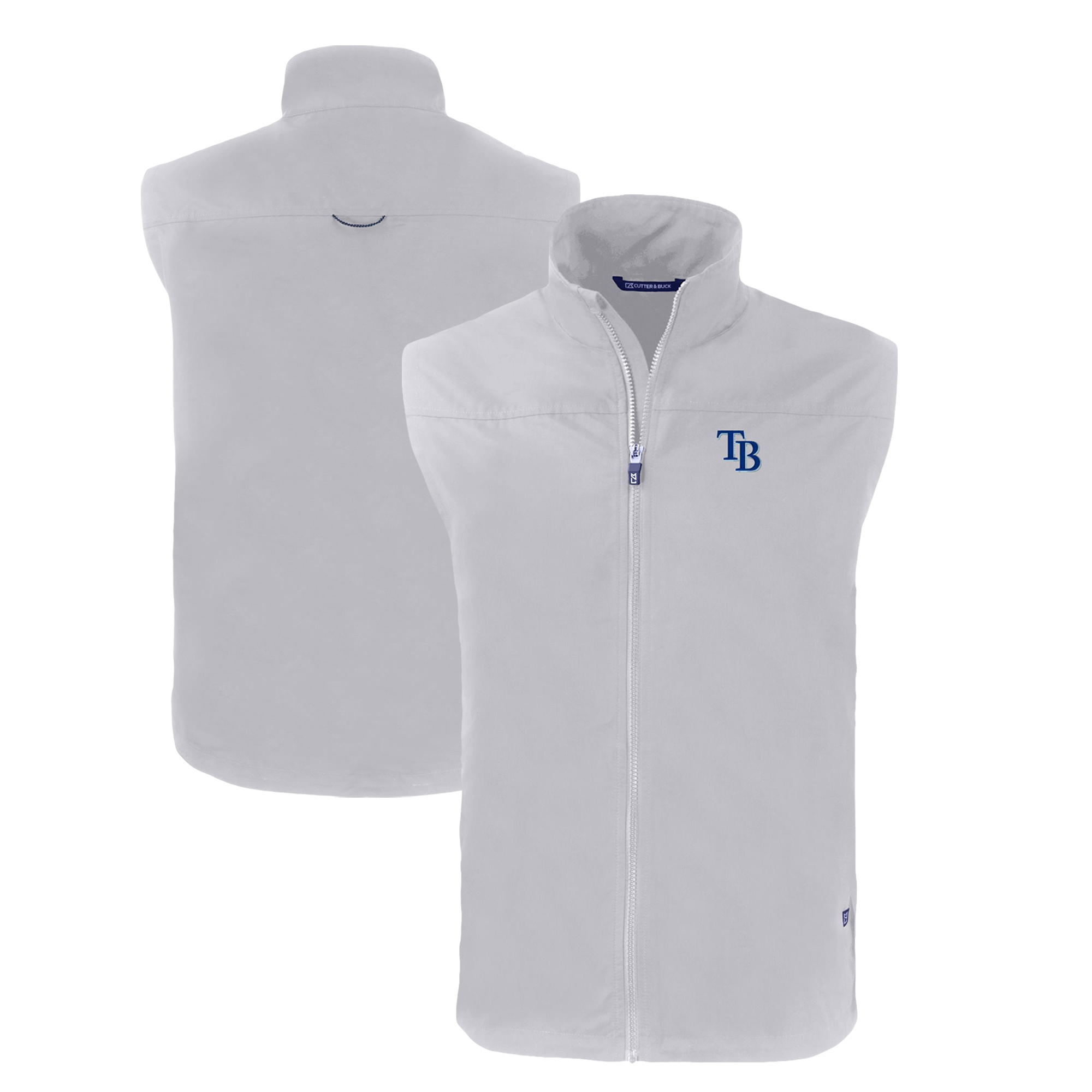 Men's Cutter & Buck Gray Tampa Bay Rays Charter Eco Recycled Full-Zip Vest - Image 2