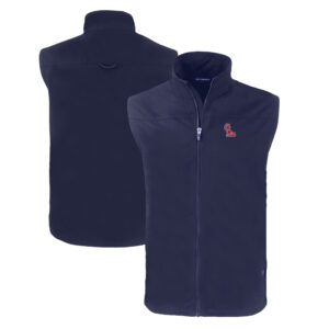Men's Cutter & Buck  Navy Ole Miss Rebels Charter Eco Recycled Full-Zip Vest