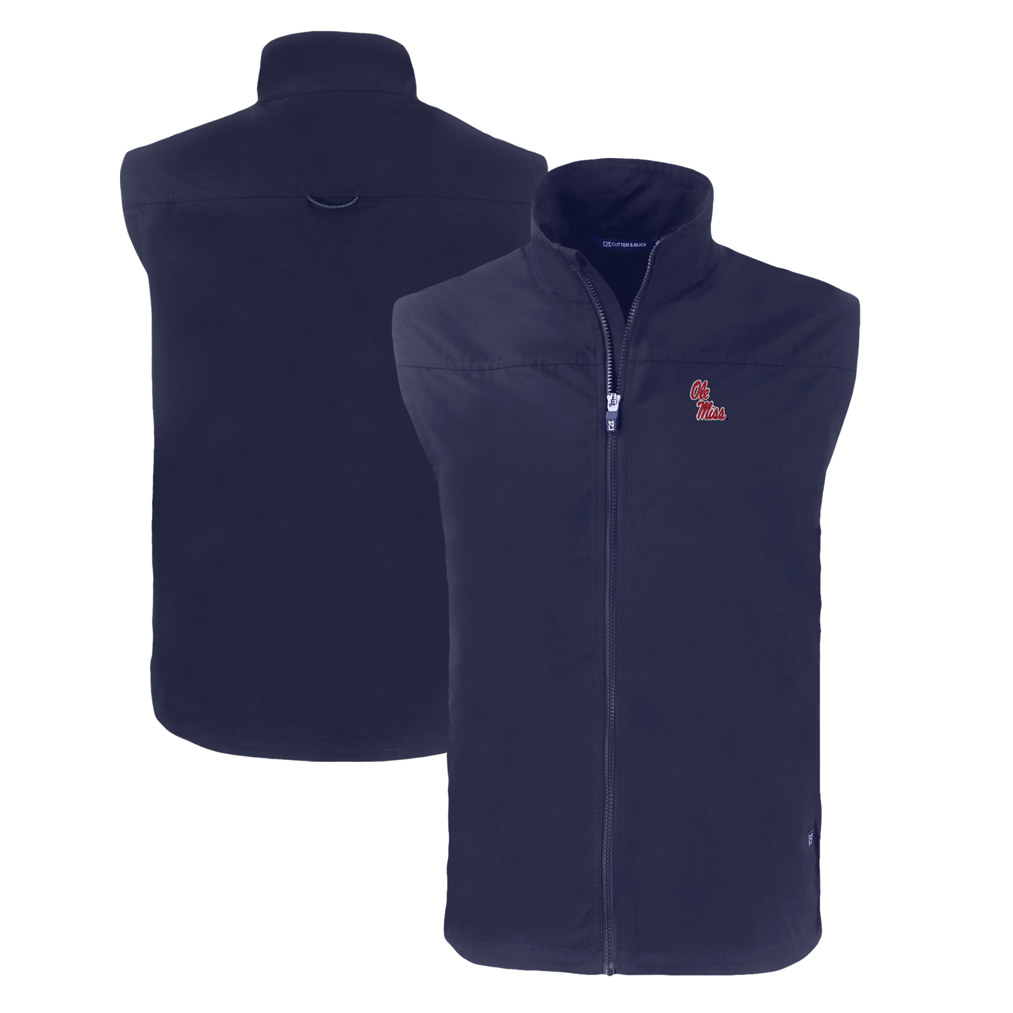 Men's Cutter & Buck Navy Ole Miss Rebels Charter Eco Recycled Full-Zip Vest
