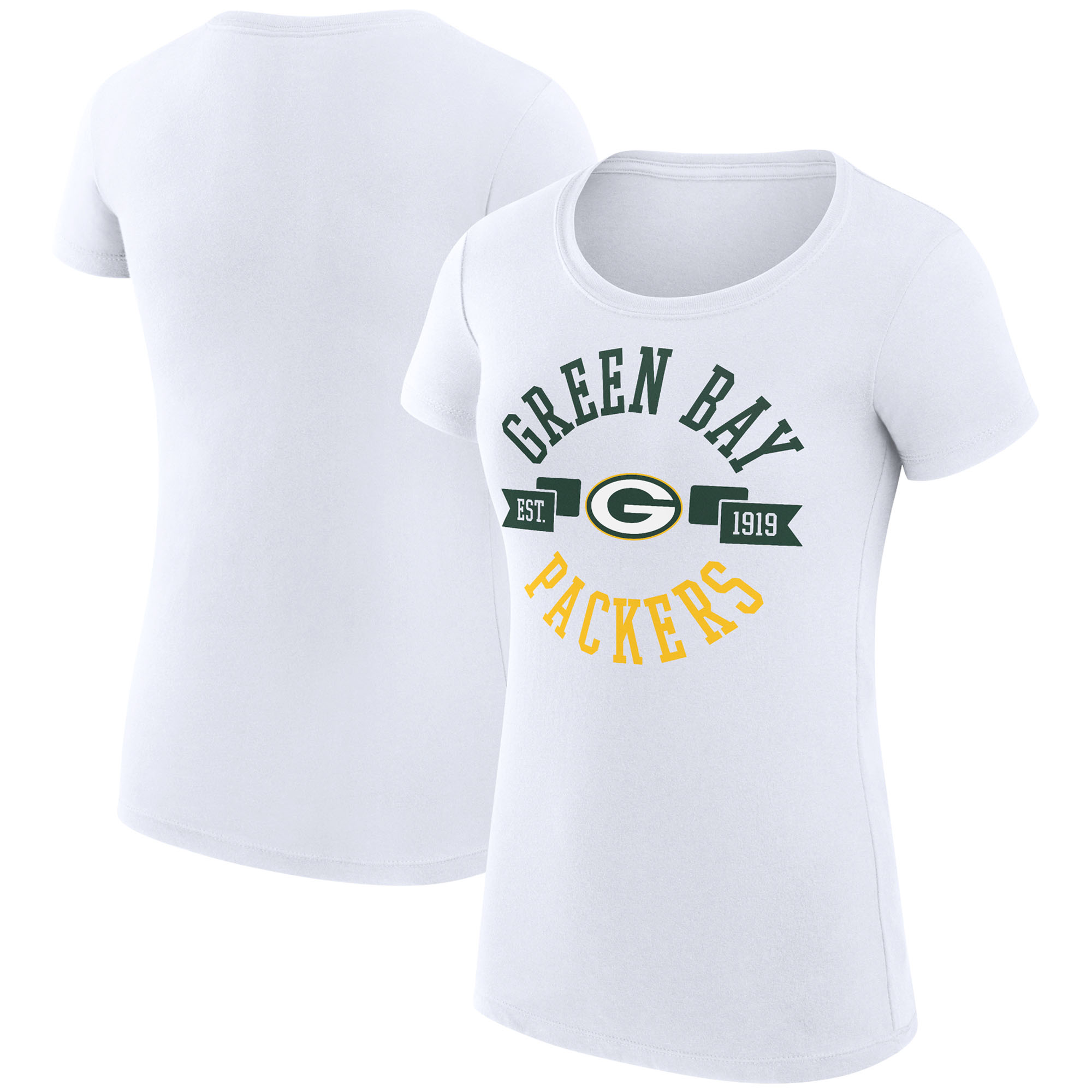 Women's G-III 4Her by Carl Banks White Green Bay Packers City Team Graphic Lightweight Fitted Crewneck T-Shirt