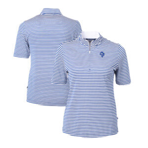 Women's Cutter & Buck  Navy Los Angeles Rams  DryTec Virtue Eco Pique Stripe Recycled Polo