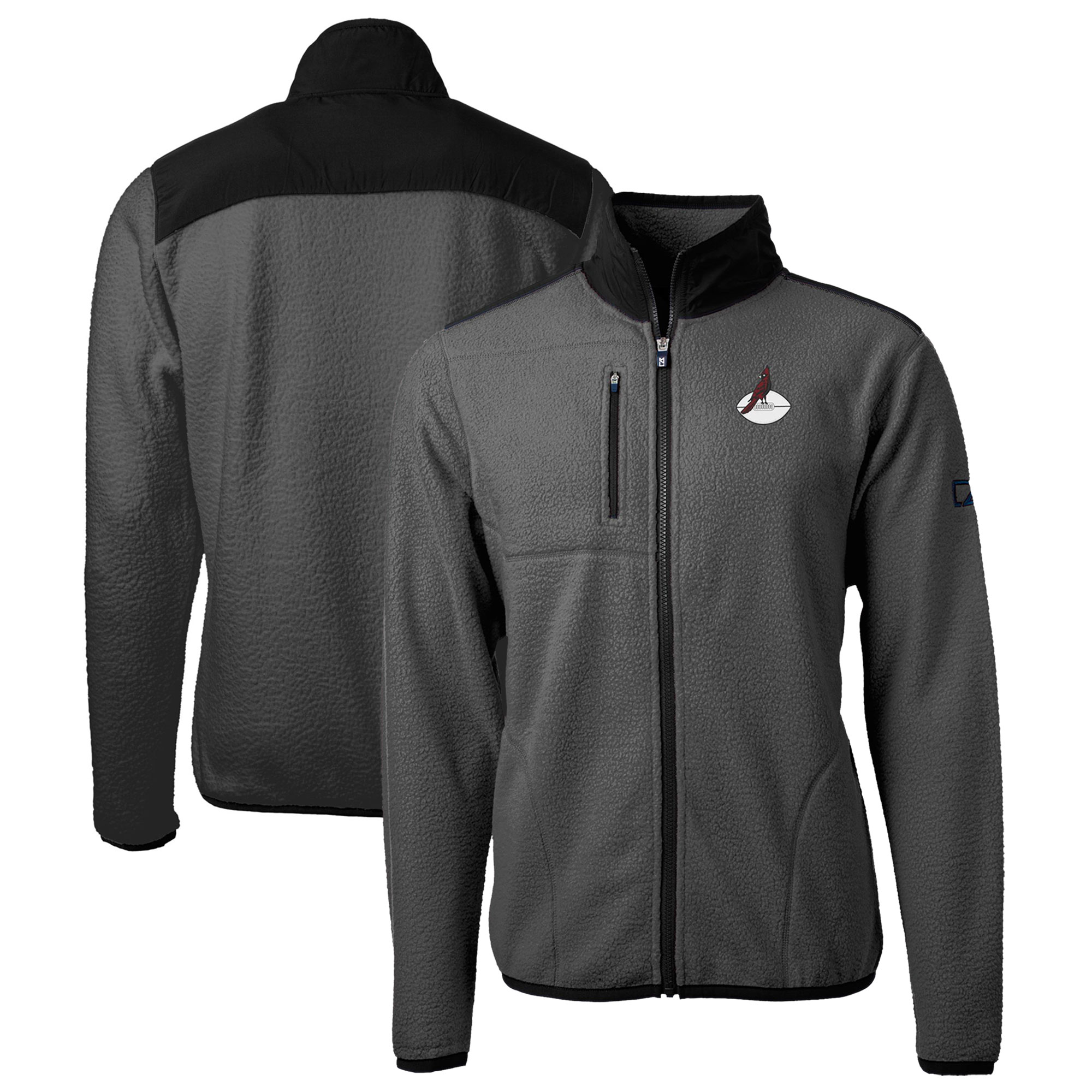 Men's Cutter & Buck Gray/Black Arizona Cardinals Throwback Cascade Eco Sherpa Fleece Full-Zip Jacket
