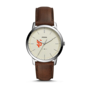 Men's Fossil Brown San Francisco Giants Minimalist Leather Watch