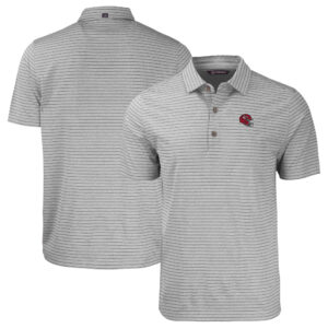 Men's Cutter & Buck  Heather Gray Kansas City Chiefs Helmet Forge Eco Heather Stripe Stretch Recycled Polo