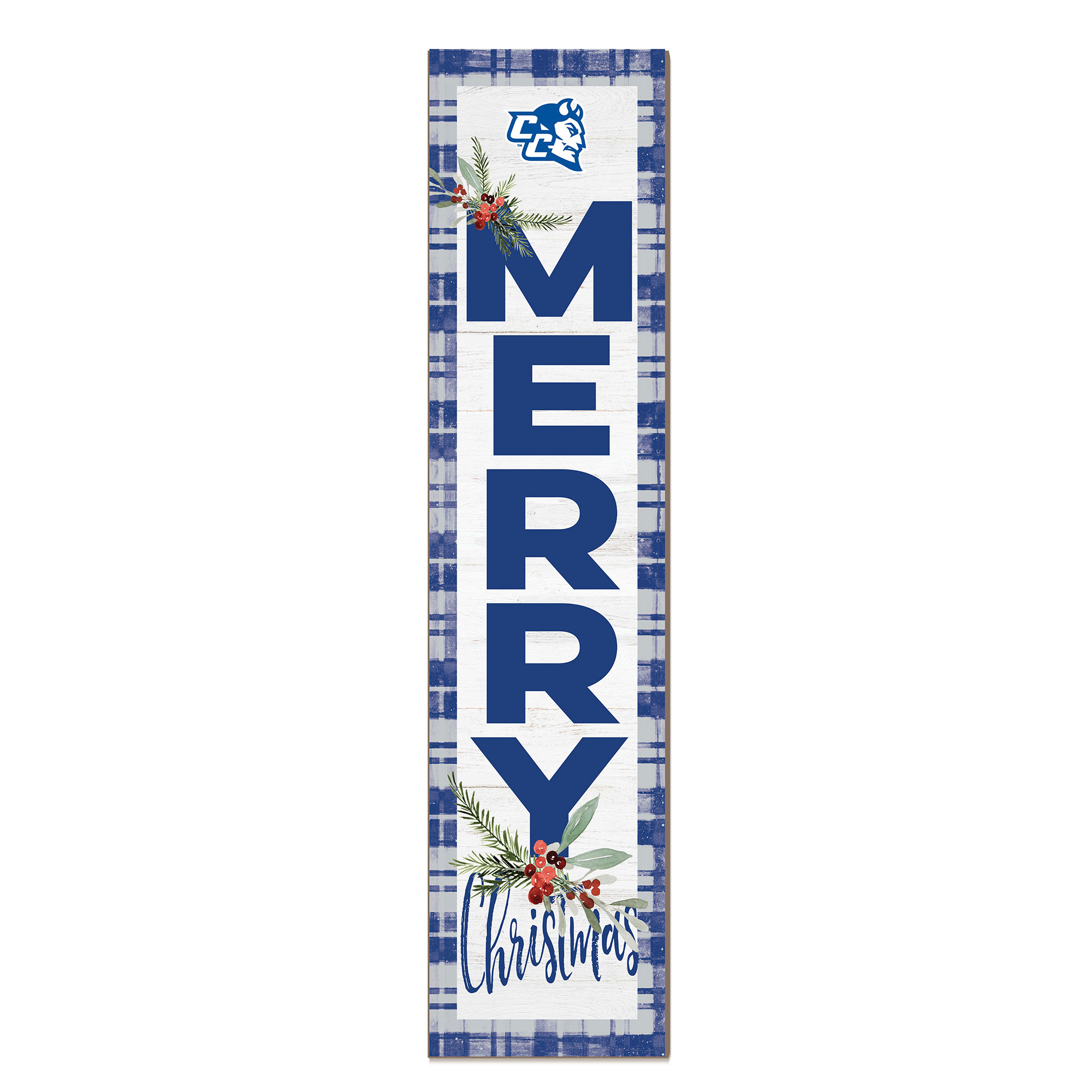 Central Connecticut State Blue Devils 12'' x 48'' Outdoor Merry Christmas Leaner - Image 2
