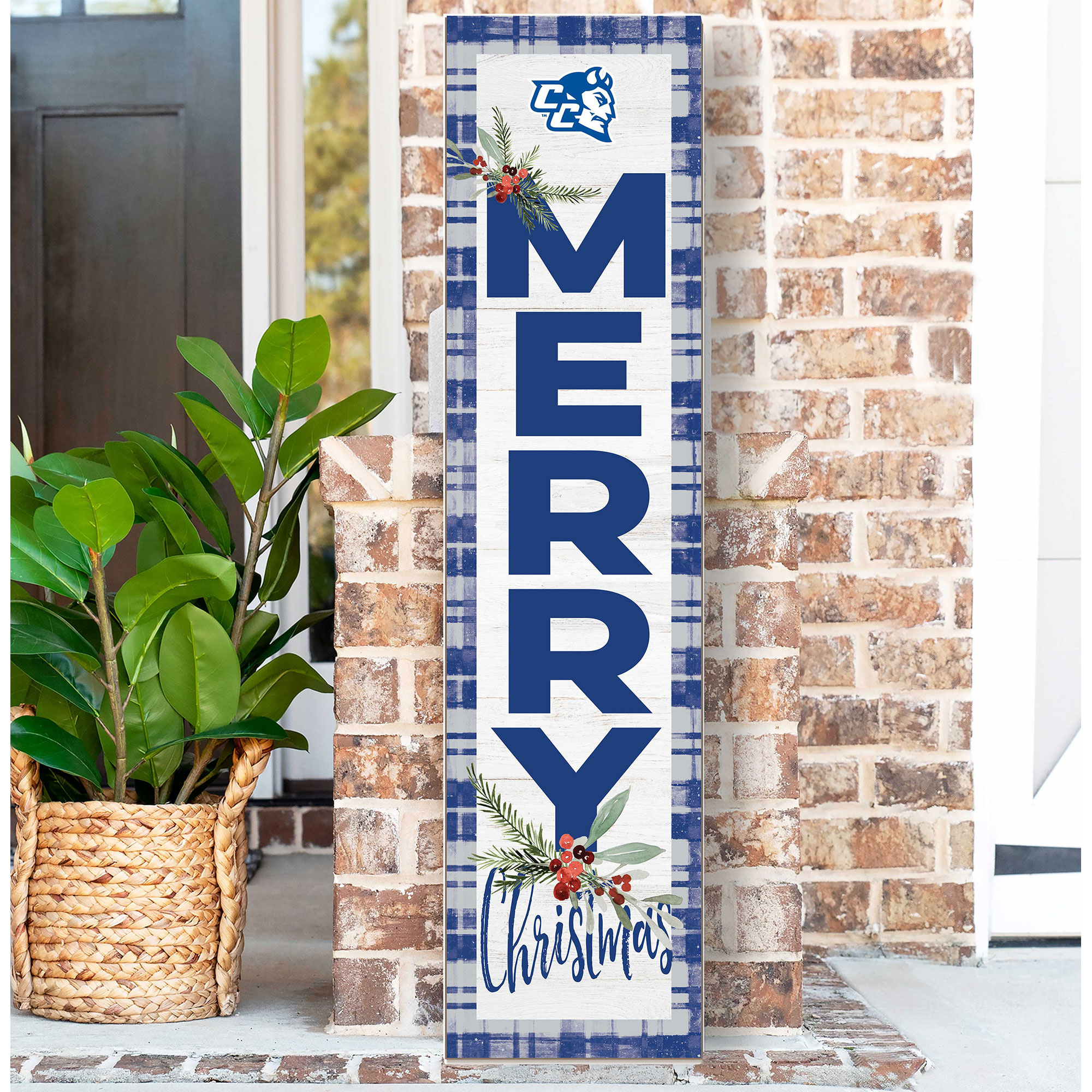 Central Connecticut State Blue Devils 12'' x 48'' Outdoor Merry Christmas Leaner - Image 3