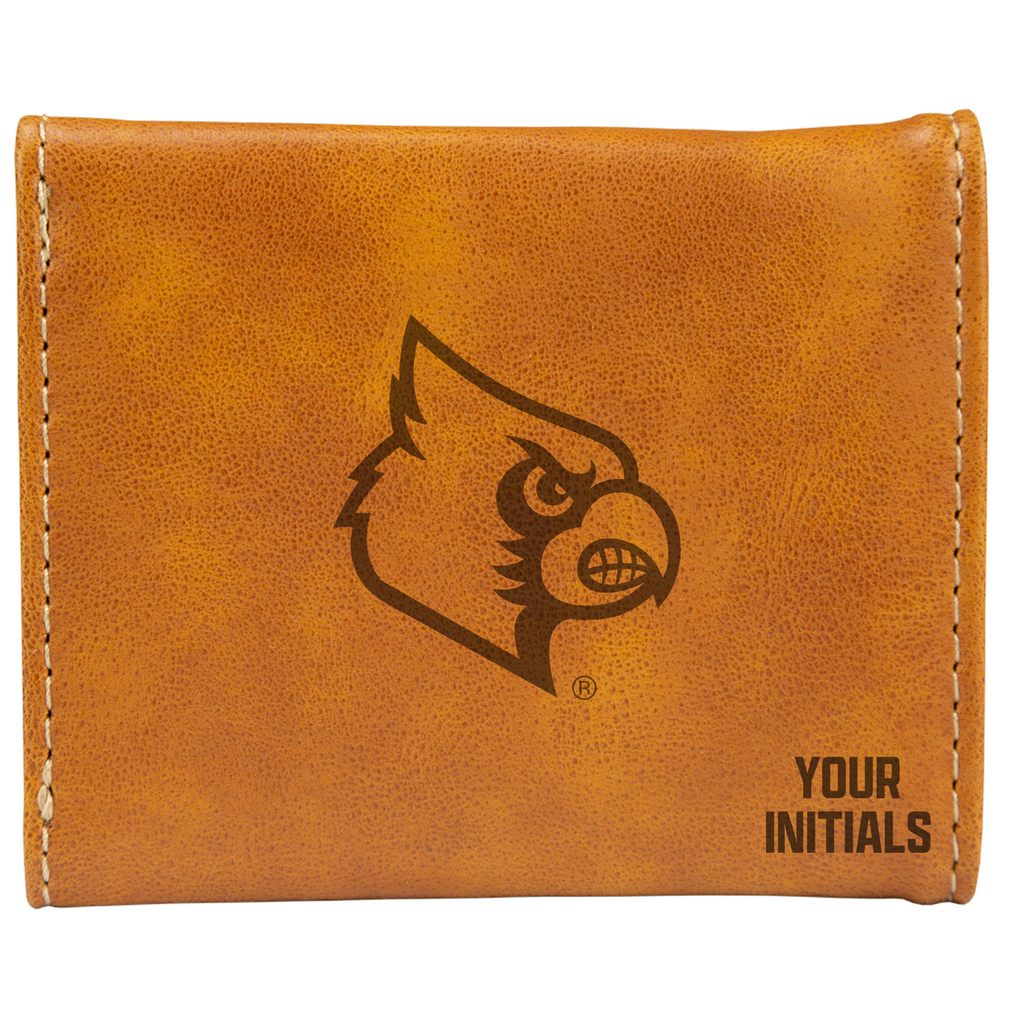 Brown Louisville Cardinals Personalized Trifold Wallet