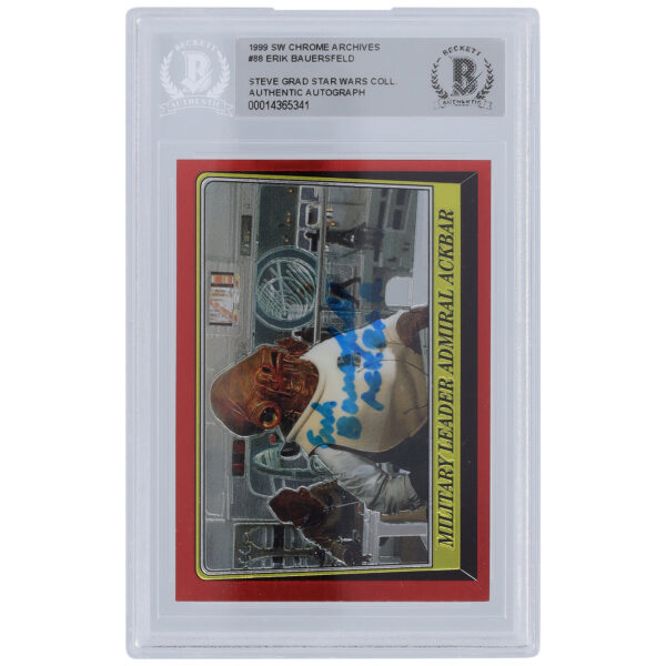 Erik Bauserfield Star Wars Autographed 1999 Topps Chrome Archives #88 BGS Authenticated Card with "Ackbar" Inscription - Image 5