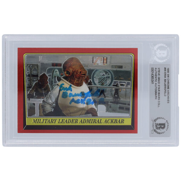 Erik Bauserfield Star Wars Autographed 1999 Topps Chrome Archives #88 BGS Authenticated Card with "Ackbar" Inscription - Image 7