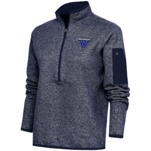 Women's Antigua  Heather Navy Wellesley Blue Fortune Half-Zip Jacket