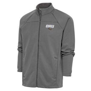 Men's Antigua  Steel Oral Roberts Golden Eagles Links Full-Zip Golf Jacket