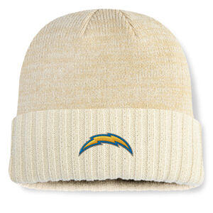 Men's Fanatics Cream Los Angeles Chargers Block Cuffed Knit Hat