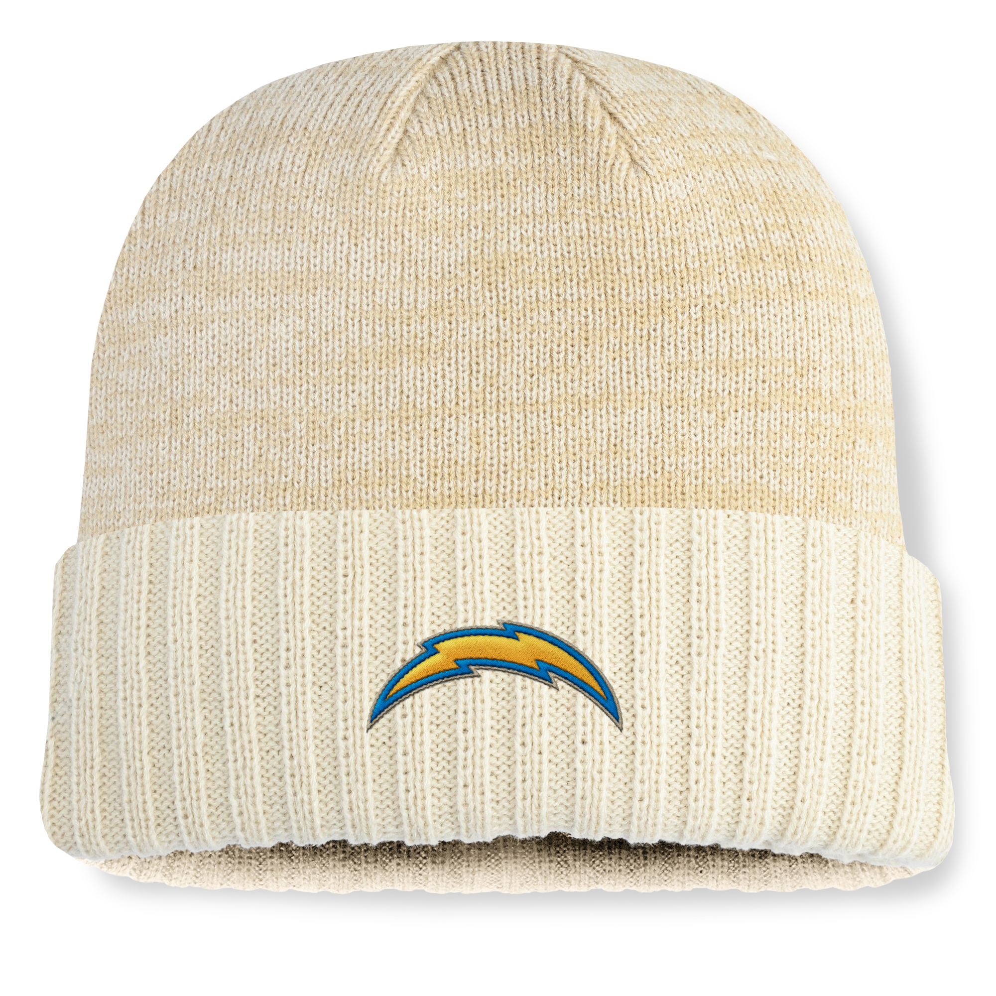 Men's Fanatics Cream Los Angeles Chargers Block Cuffed Knit Hat