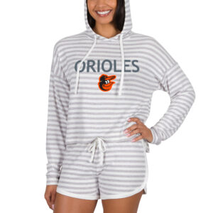 Women's Concepts Sport  Cream Baltimore Orioles Visibility Long Sleeve Hoodie T-Shirt & Shorts Set
