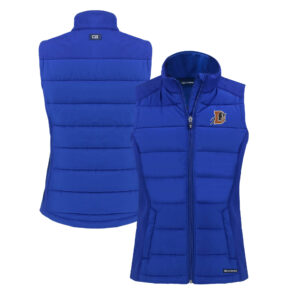 Women's Cutter & Buck  Blue Durham Bulls Evoke Hybrid PrimaLoft Eco Softshell Recycled Full-Zip Vest