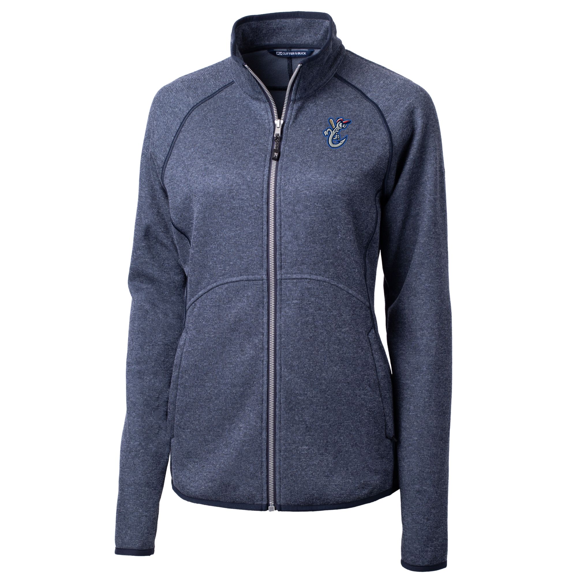Women's Cutter & Buck Heather Navy Corpus Christi Hooks Mainsail Sweater-Knit Full-Zip Jacket - Image 3