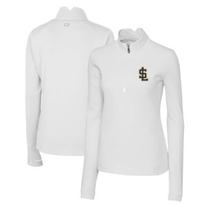 Women's Cutter & Buck  White Salt Lake Bees Traverse DryTec Stretch Quarter-Zip Pullover Top