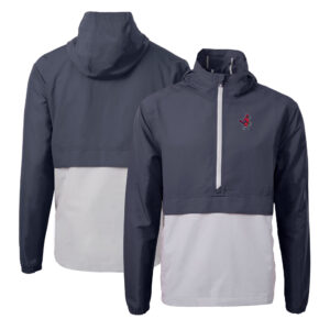 Men's Cutter & Buck  Navy Memphis Redbirds  Charter Eco Recycled Half-Zip Anorak Jacket