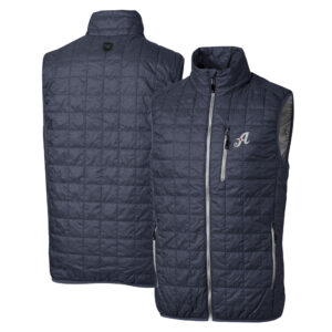 Men's Cutter & Buck Heather Navy Reno Aces Rainier PrimaLoft Eco Insulated Full-Zip Puffer Vest