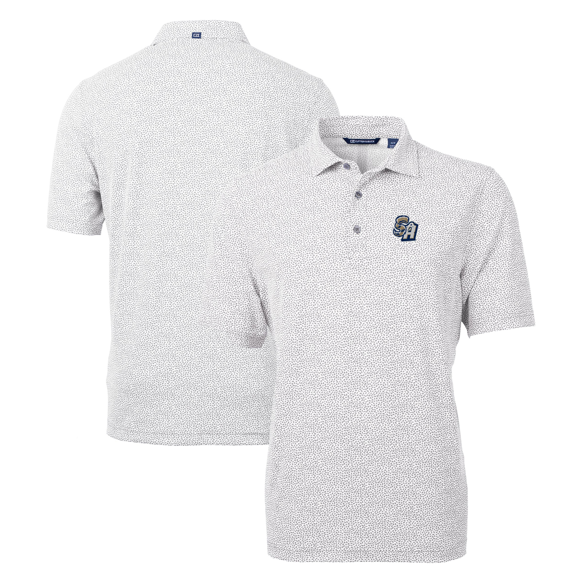 Men's Cutter & Buck Gray San Antonio Missions Virtue Eco Pique Botanical Print Recycled Polo