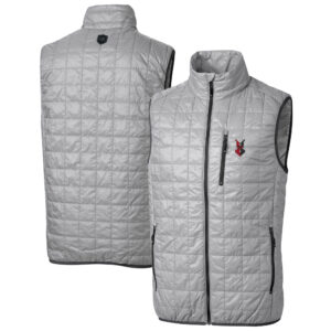 Men's Cutter & Buck  Gray Indianapolis Indians Rainier PrimaLoft Big & Tall Eco Insulated Full-Zip Puffer Vest