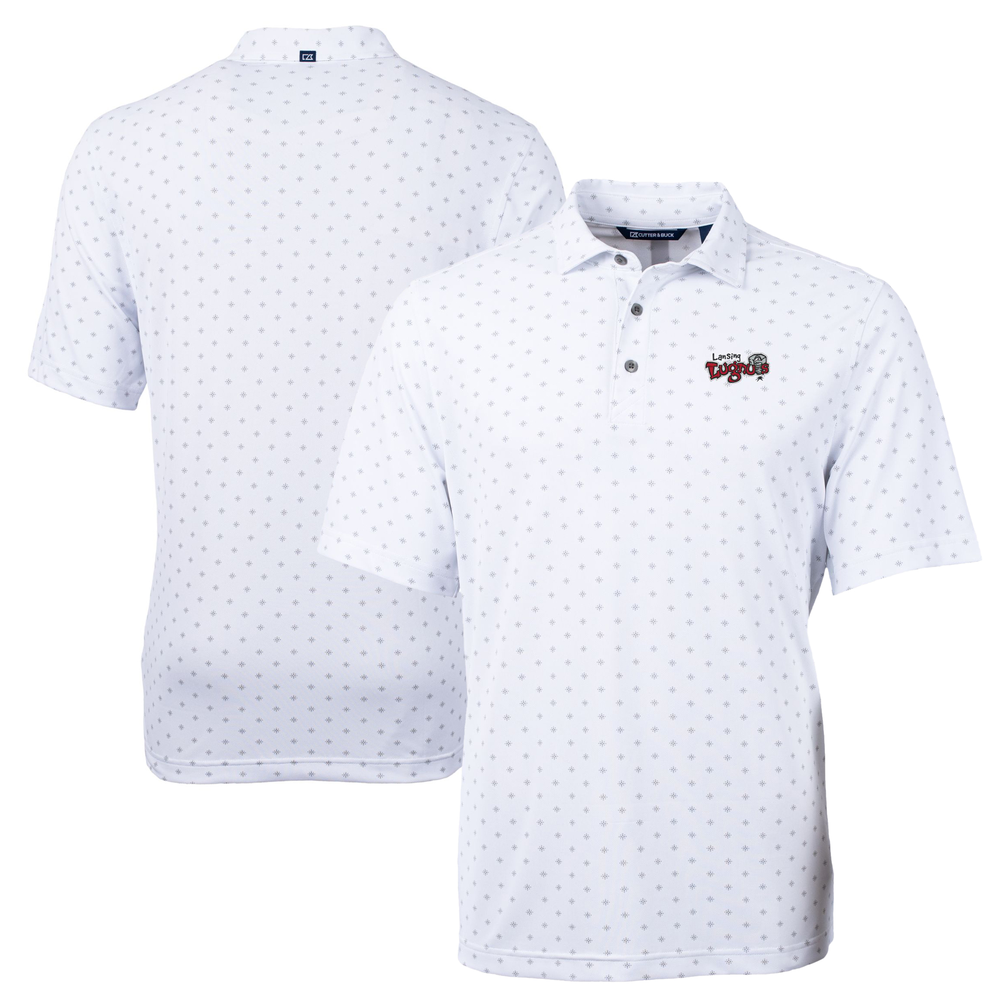Men's Cutter & Buck White Lansing Lugnuts Big & Tall Virtue Eco Pique Tile Print Recycled Polo