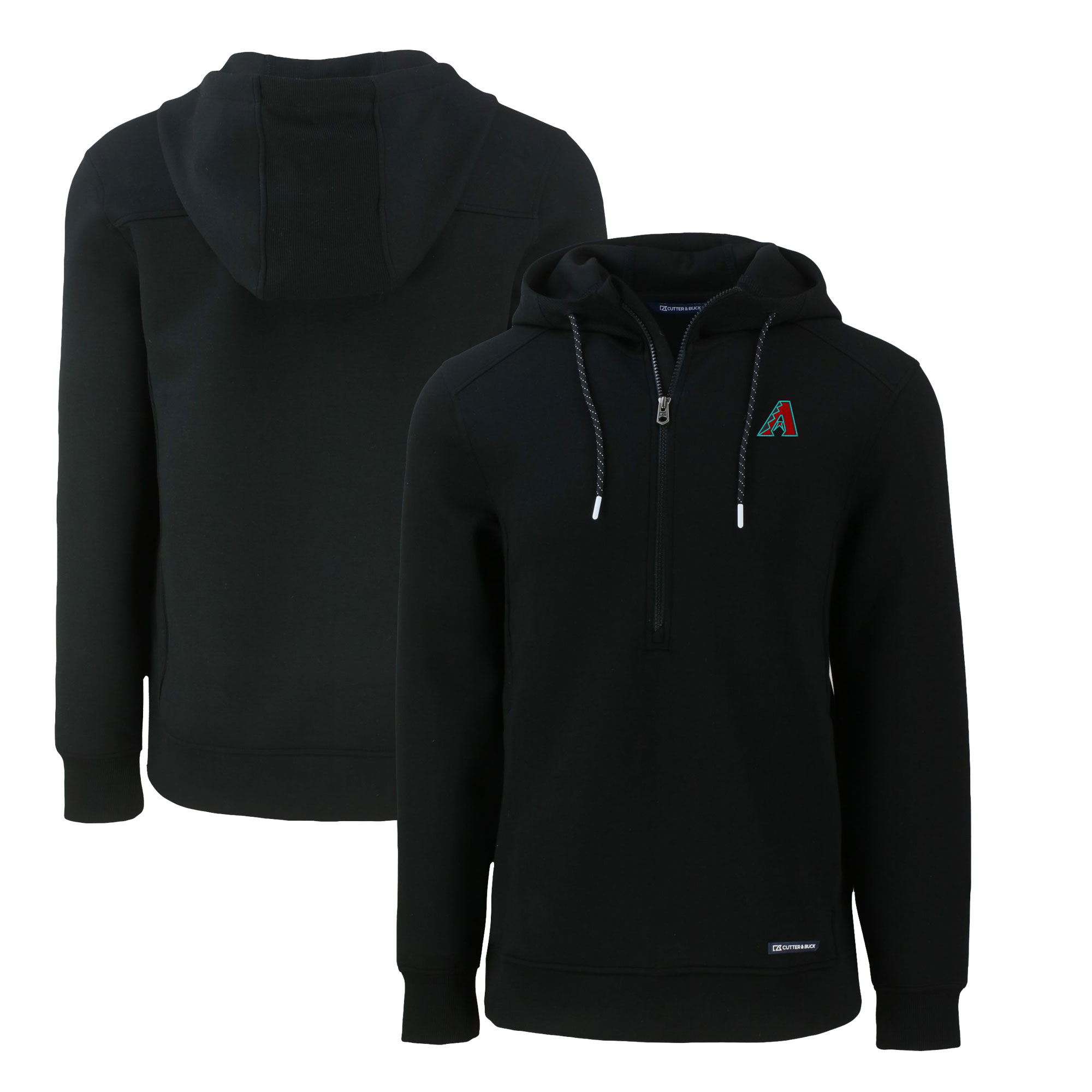 Men's Cutter & Buck Black Arizona Diamondbacks Roam Eco Half-Zip Recycled Pullover Hoodie