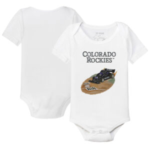 Infant Tiny Turnip White Colorado Rockies Race Car Bodysuit