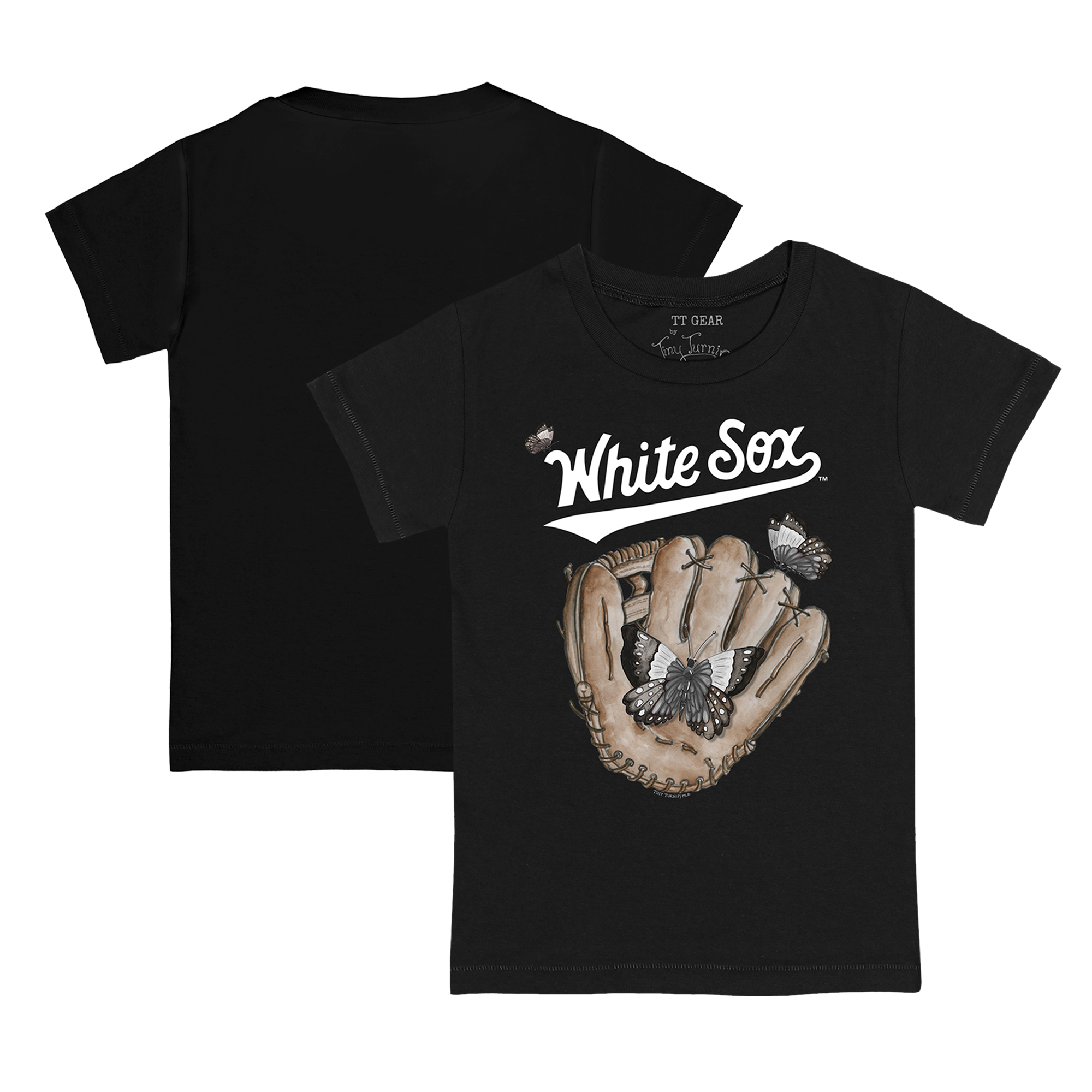 Toddler Tiny Turnip Black Chicago White Sox Butterfly Glove T-Shirt