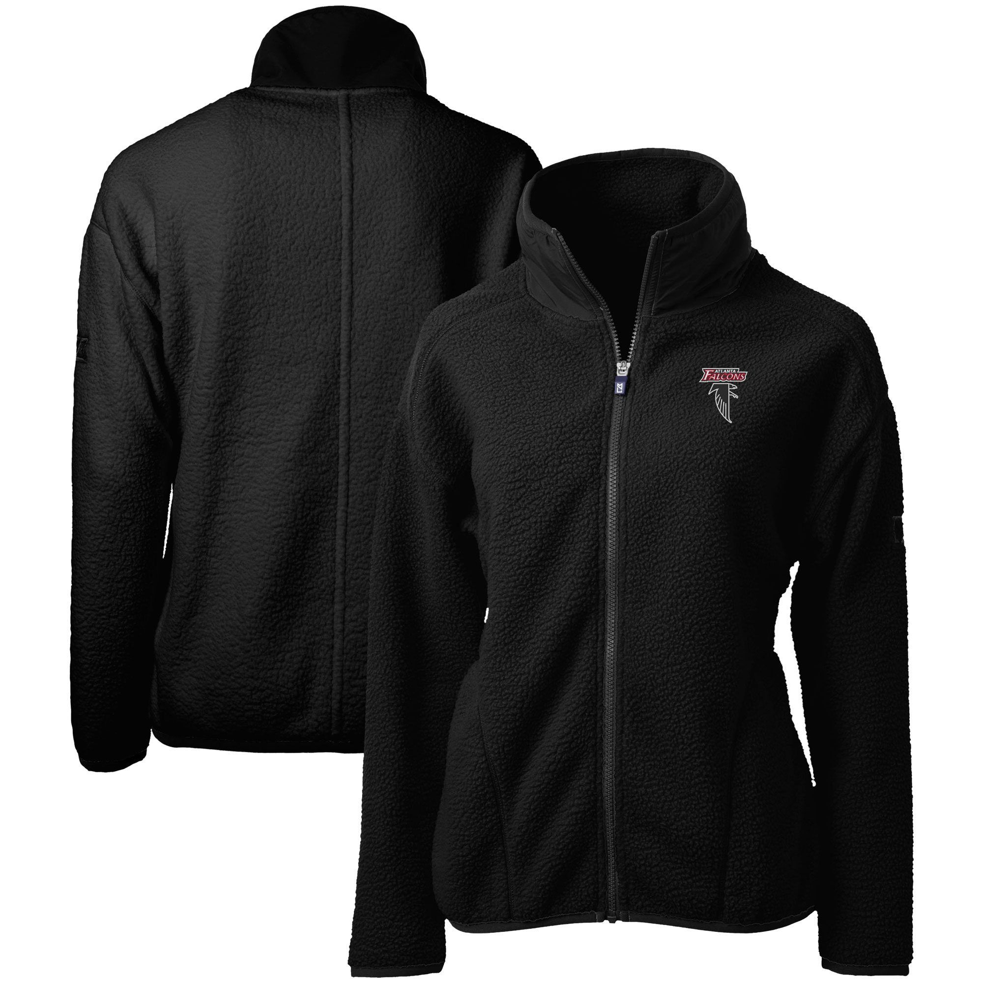 Women's Cutter & Buck Black Atlanta Falcons Throwback Logo Cascade Eco Sherpa Full-Zip Fleece Jacket