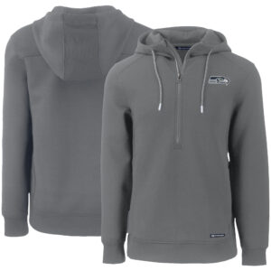 Men's Cutter & Buck Gray Seattle Seahawks Primary Mark Roam Eco Recycled Half-Zip Pullover Hoodie