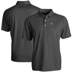 Men's Cutter & Buck Black New Orleans Saints  Big & Tall Pike Eco Symmetry Print Stretch Recycled Polo