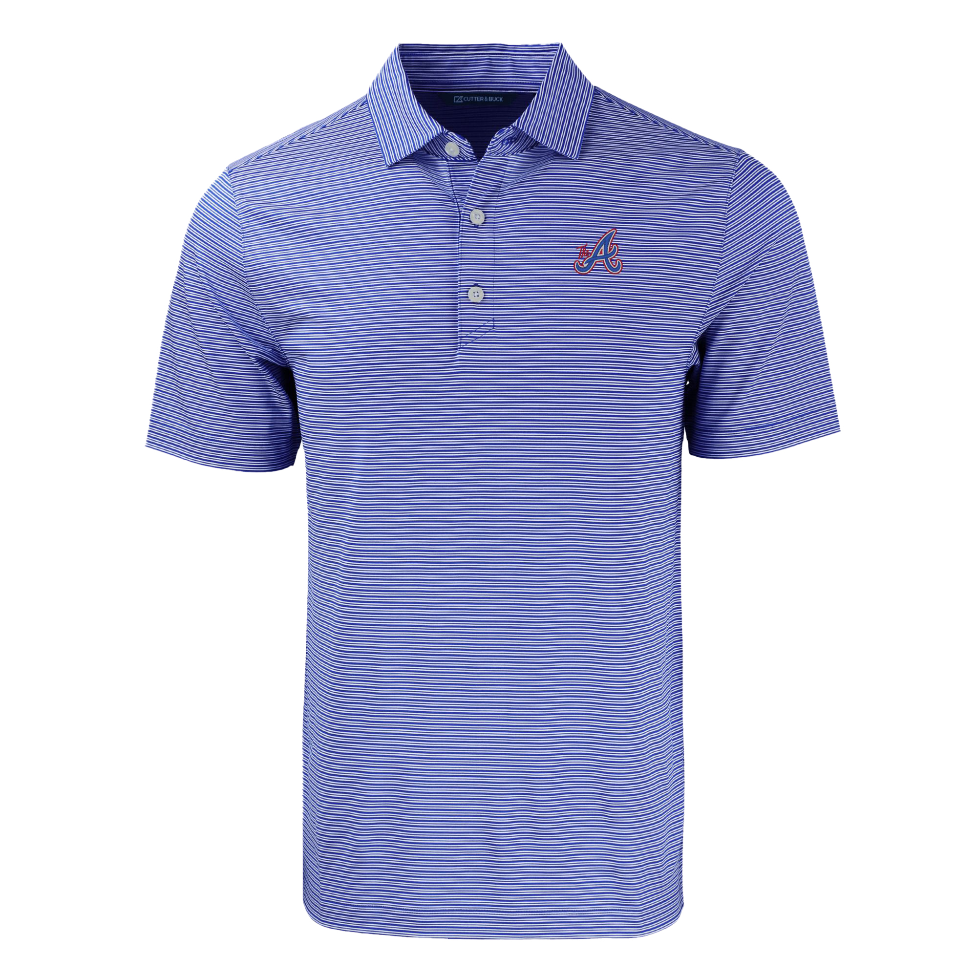 Men's Cutter & Buck Blue Atlanta Braves City Connect Big & Tall Forge Eco Double Stripe Stretch Recycled Polo - Image 6