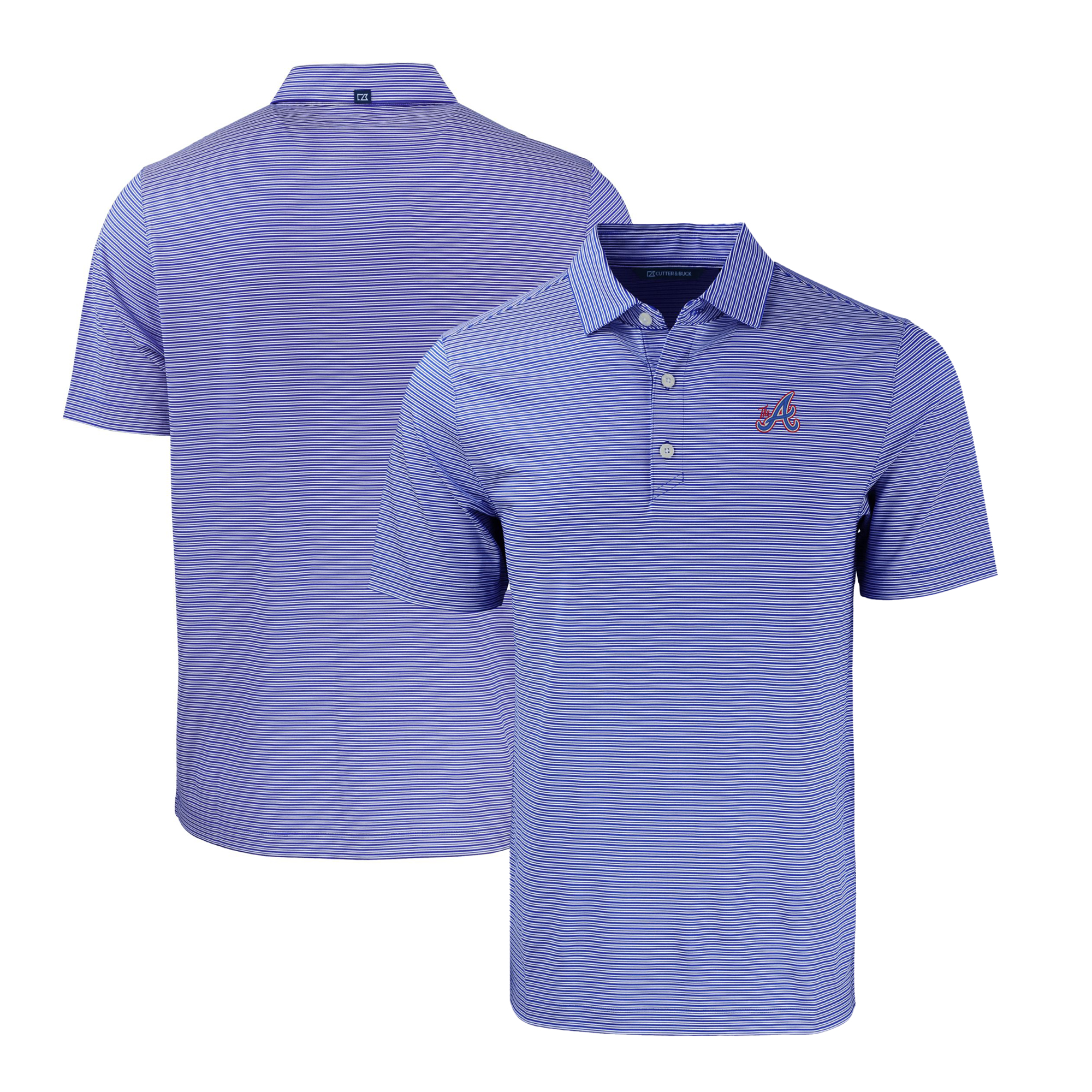Men's Cutter & Buck Blue Atlanta Braves City Connect Big & Tall Forge Eco Double Stripe Stretch Recycled Polo