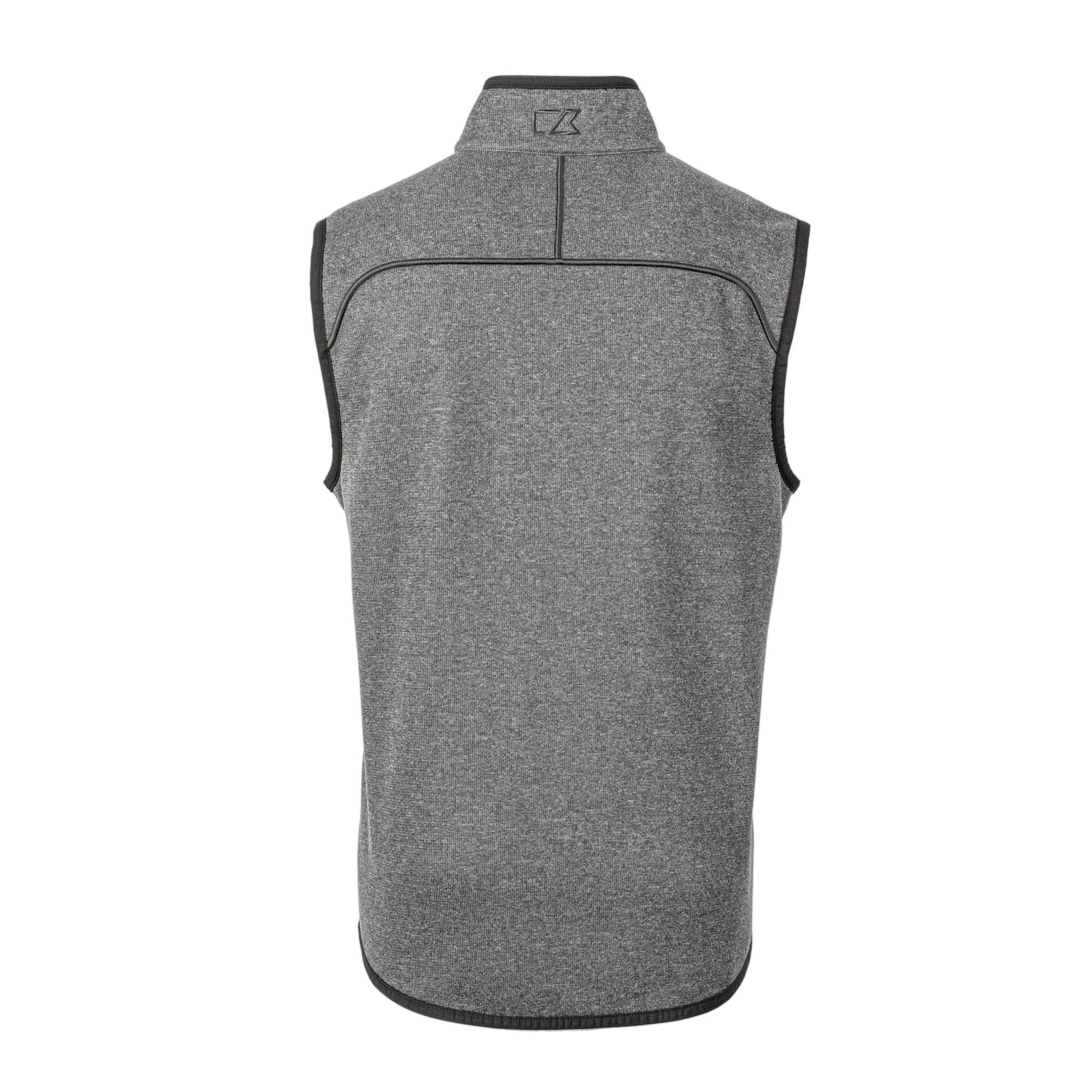 Men's Cutter & Buck Heather Gray Pittsburgh Pirates City Connect Big & Tall Mainsail Sweater-Knit Full-Zip Vest - Image 4
