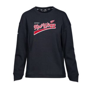 Women's Levelwear Black Detroit Red Wings Fiona Retro Script Pullover Sweatshirt