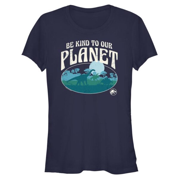Women's Mad Engine  Navy Jurassic World Be Kind to Our Planet Graphic T-Shirt