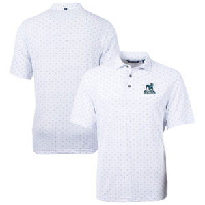 Men's Cutter & Buck  White Citadel Bulldogs Vault DryTec Virtue Eco Pique Tile Print Recycled Polo