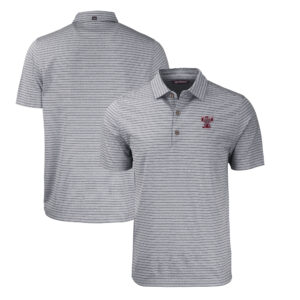 Men's Cutter & Buck Heather Black Texas A&M Aggies Big & Tall Forge Eco Stripe Stretch Recycled Polo