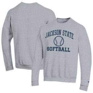 Men's Champion  Gray Jackson State Tigers Icon Softball Powerblend Pullover Sweatshirt