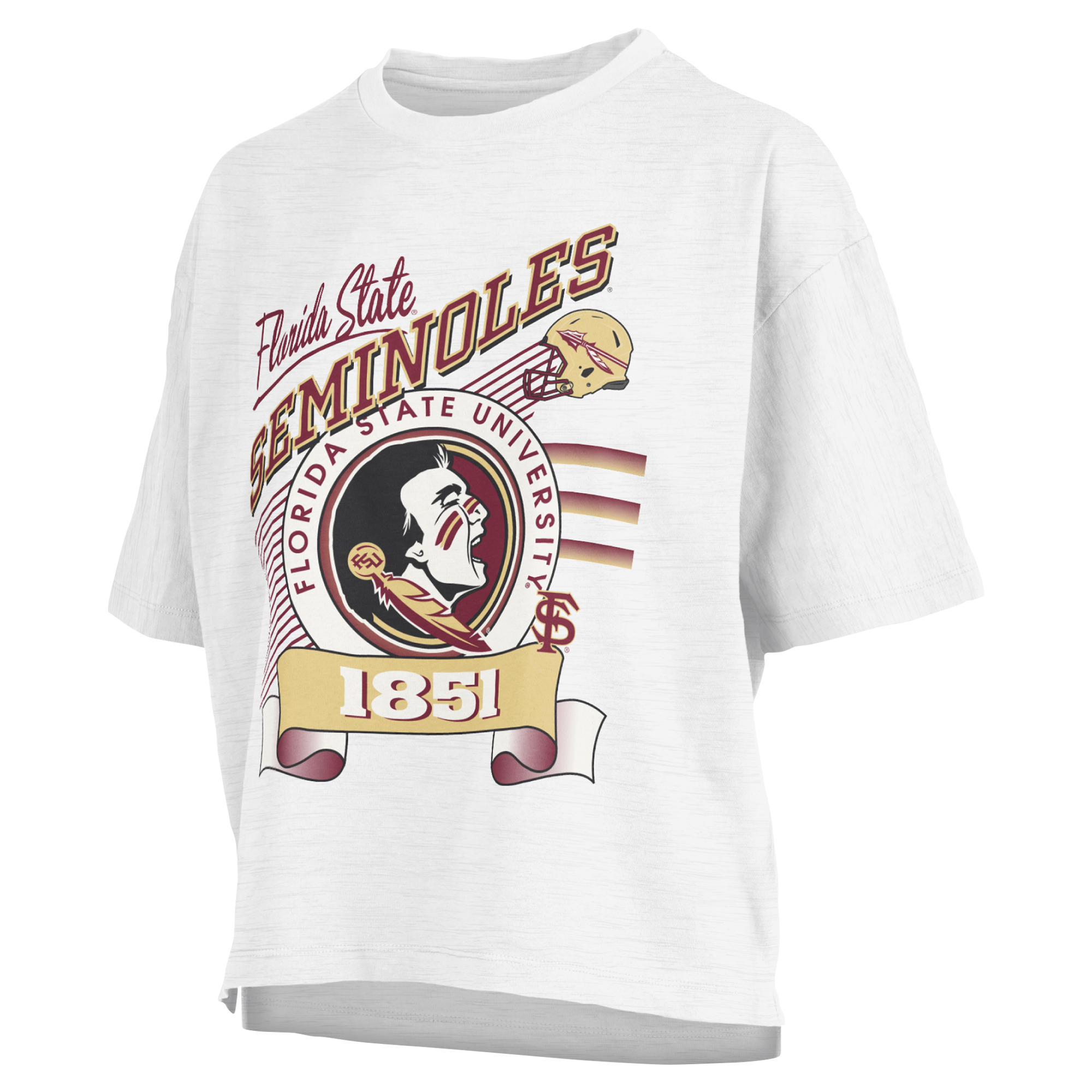 Women's Pressbox White Florida State Seminoles Rock & Roll Slub T-Shirt - Image 4